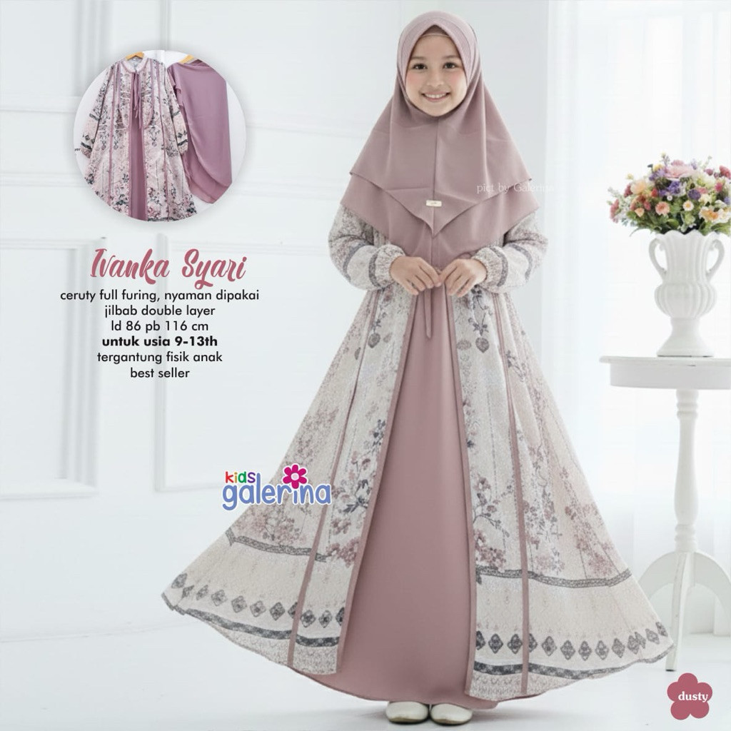 ada grup reseller join tanyakan admin alyastore 111 Ivanka Syari  Galerina• Gamis Set Hijab Anak Bes