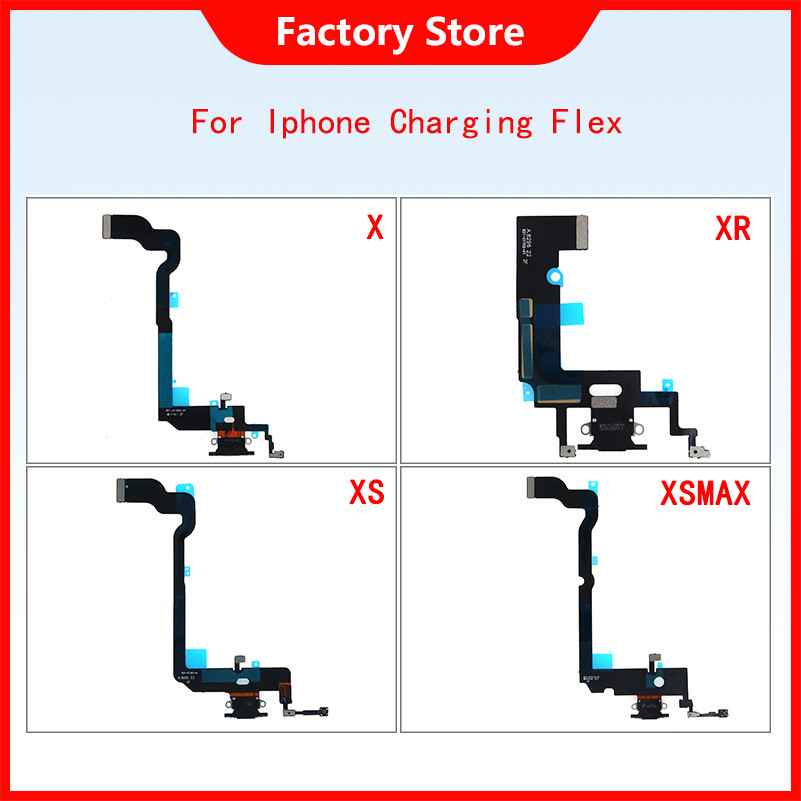 Tested Port For iPhone X XR XS MAX Charger Charging USB Port Dock Connector Flex Cable With Micropho