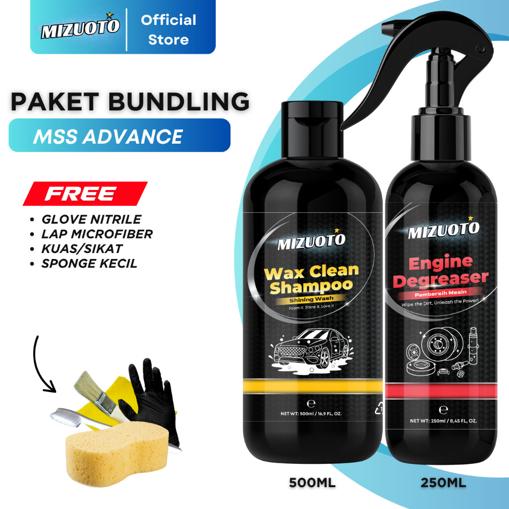 Paket MechShine Set 2 Item Wax Clean Shampoo Sabun Cuci 500ml pH Balanced Busa Melimpah Wax Protecti