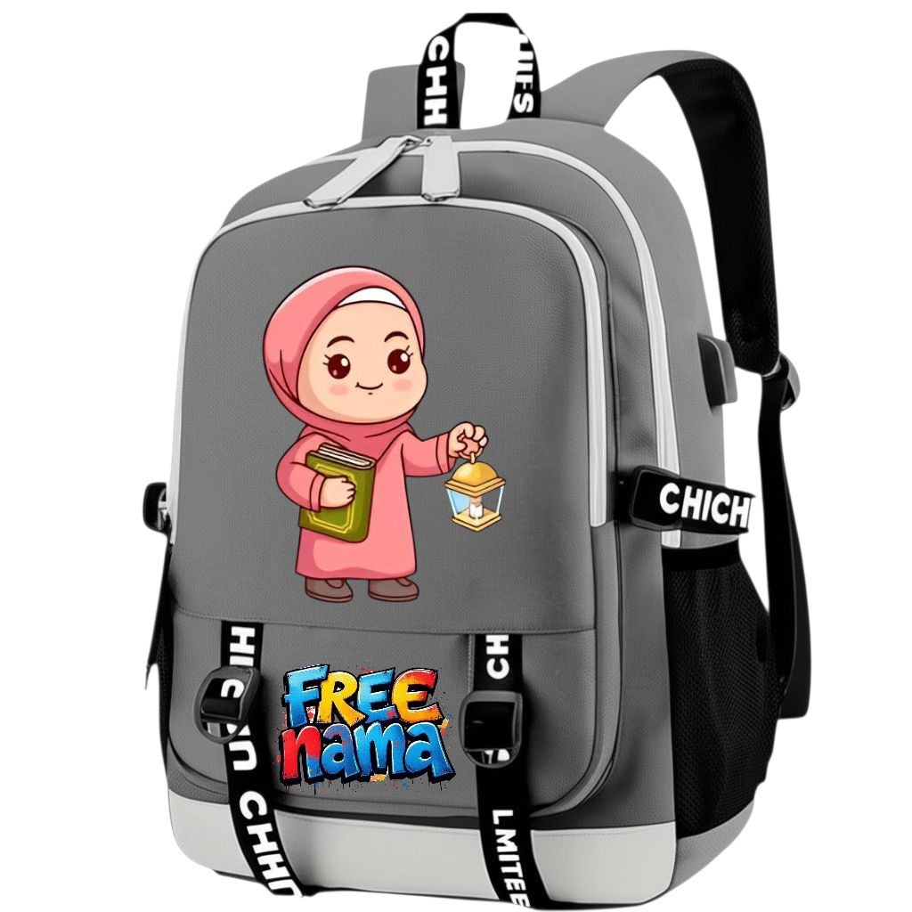 FREE NAMA Tas Anak Ngaji Tas Perempuan Backpack Anak Ngaji Tas Ngaji Anak Perempuan Laki Laki Tas Ra