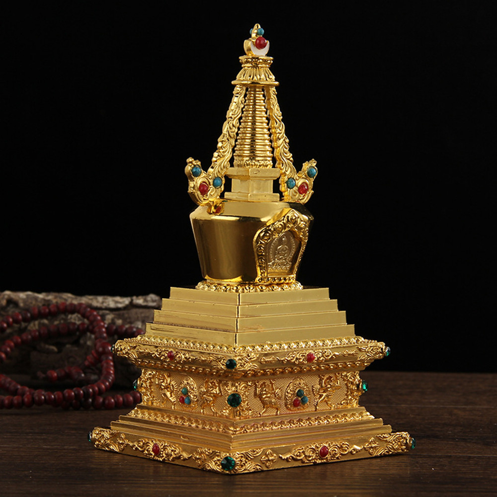 Bodhi Pagoda, Buddha front ornament, Color bead metal stupa, Buddhist ritual implements sacrificial 