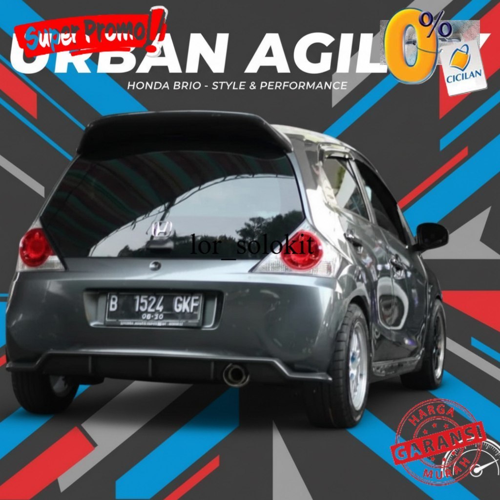 Aksesoris Mobil Lips Bemper Belakang Brio 2012-2017 Diffuser