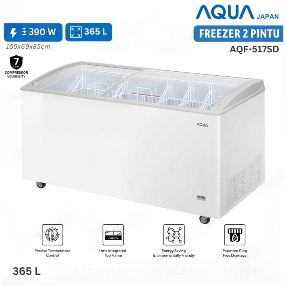 FREEZER BOX AQUA AQF517SD CHEST FREEZER TUTUP KACA 365 LITER