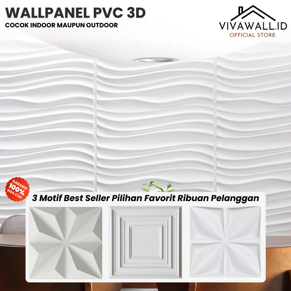 3D Wallpanel Dinding PVC 50x50 cm Solid Wallpaper Dinding Dekorasi Premium Wall Panel Estetik Klinik