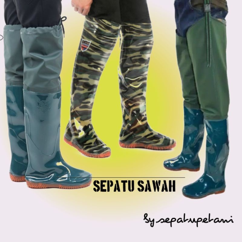 Sepatu Boot Anti Air Hujan/Boot Karet Panjang Lentur/Sepatu Boots Sawah Petani/Sepatu Boot Dewasa An
