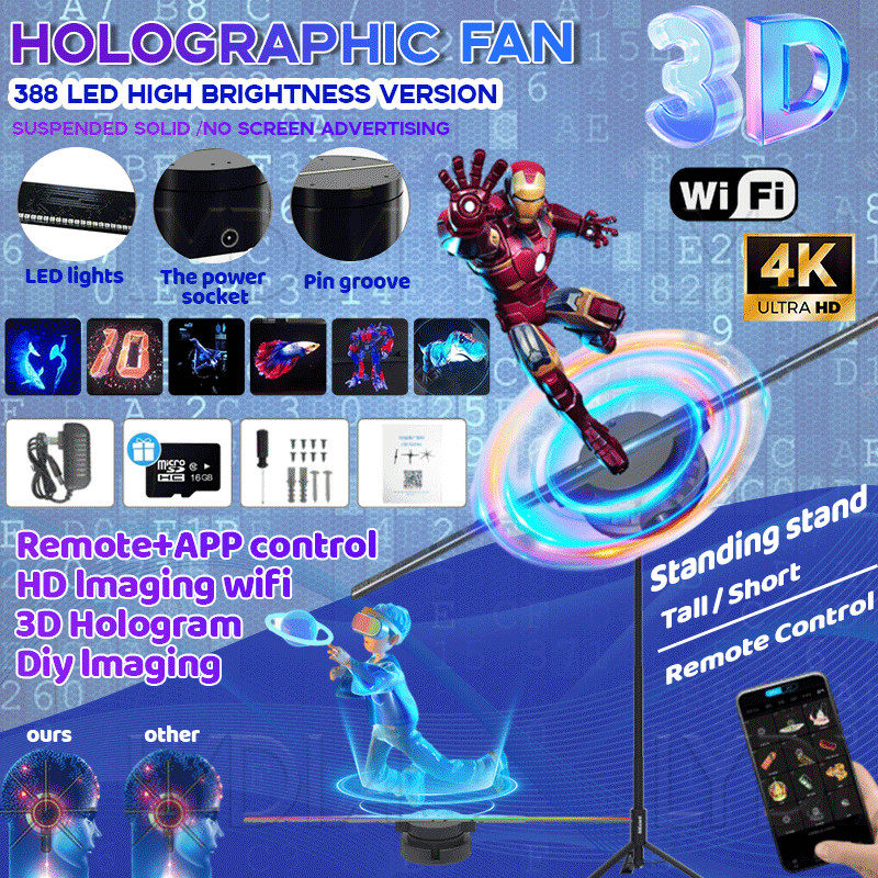 3D Holographic Fan Kipas Hologram Iklan Video Hologram Fan LED Display Advertising Display LED Holog