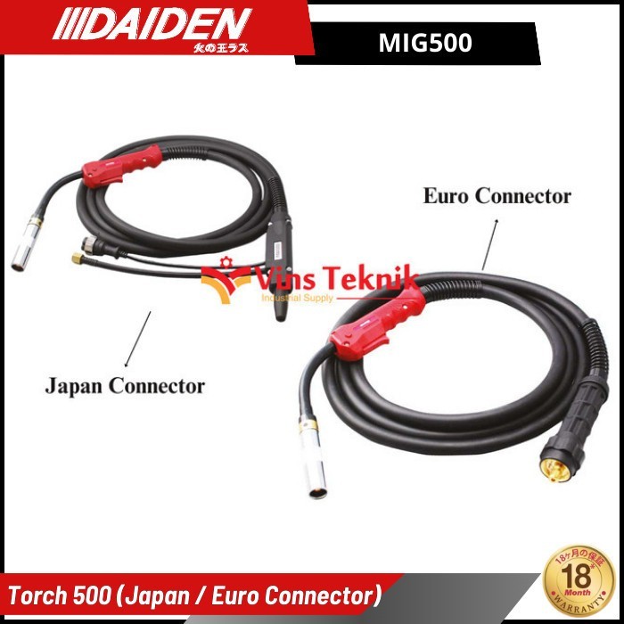 DAIDEN Torch MIG500 Torch (Japan / Euro Connector) torch untuk MIG 500