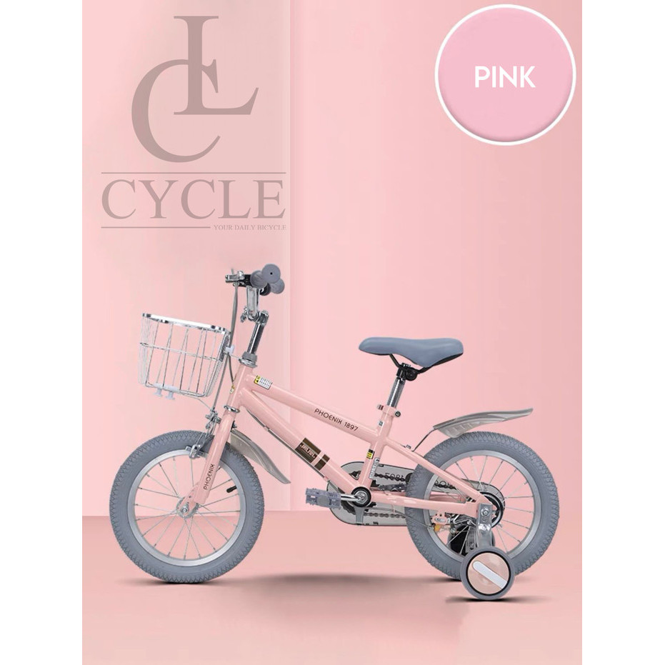 [READY] Sepeda Anak Roda Empat Phoenix Retro - 14, 16 dan 18 Inch - Merah Muda, 14 Inch