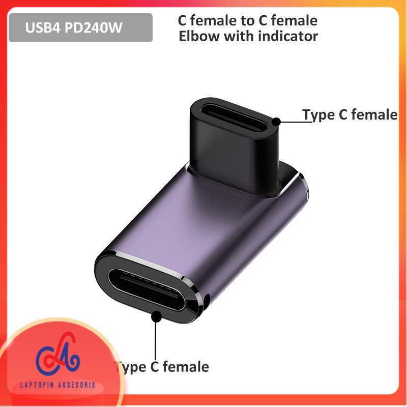 SHIWANA OTG USB Type C 4.0 Female to Female Adaptor Bend 40Gbps 240W - SH-43 Diskon | Banyak Pilihan
