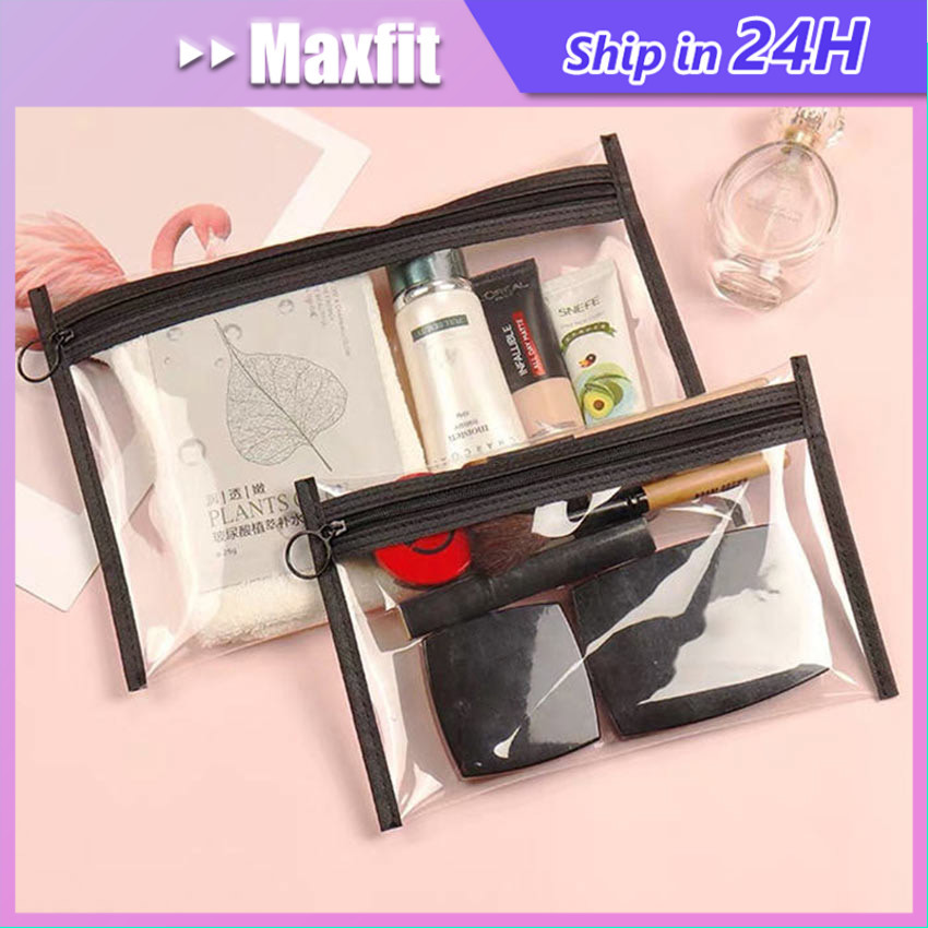 Tas Kosmetik Mika Transparan PVC / Tas Travel Make Up Transparan Pouch Make Up Bening / Pouch Mini M