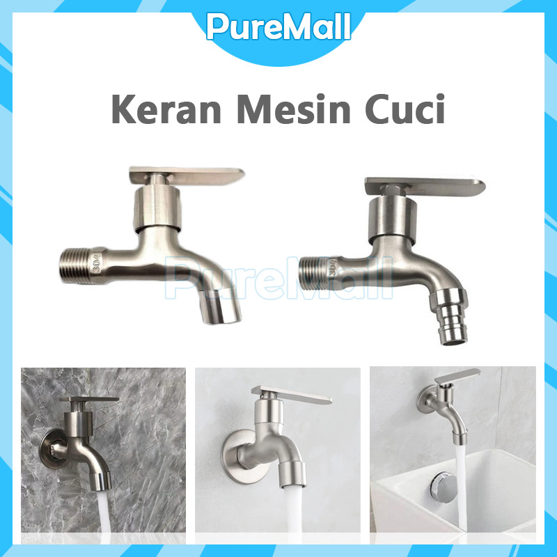 Kran Air Engkol Stainless Steel / Kran Cuci Tembok Dinding Keran Air Stainless