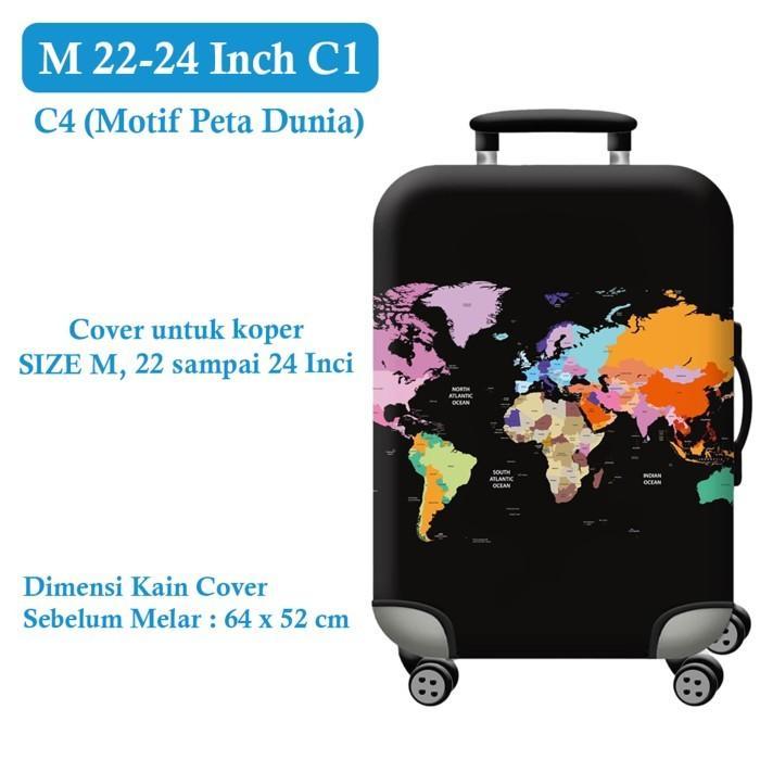 Cover Sarung Koper Travel Motif Polos Suitcase Size 18 20 22 24 26 28 30 32 inch - M 22-24Inch C4