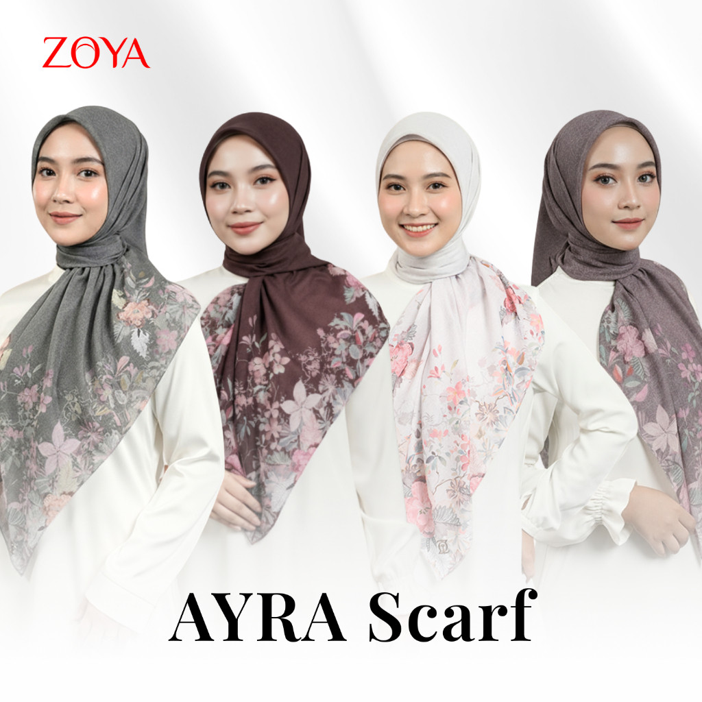 SHD_SHOP Zoya - Ayra Print Scarf - Kerudung Hijab Segi Empat Motif Premium - Box