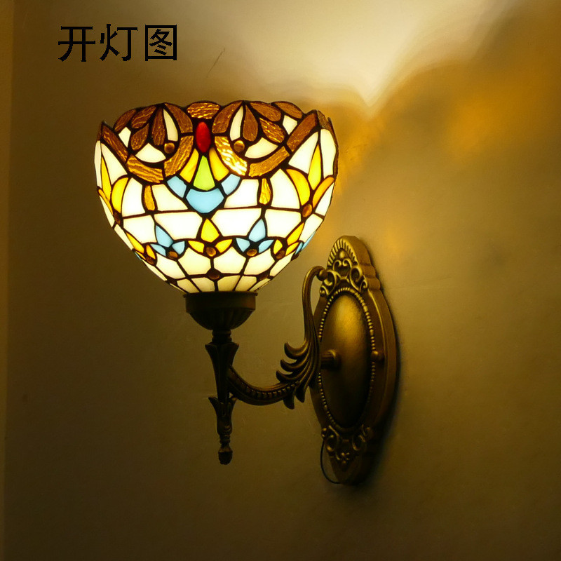 Lampu Dinding Baroque 2 Kepala Kaca Patri Lampu Hias Cermin Kamar Mandi Hotel Cafe Vintage Mewah LED