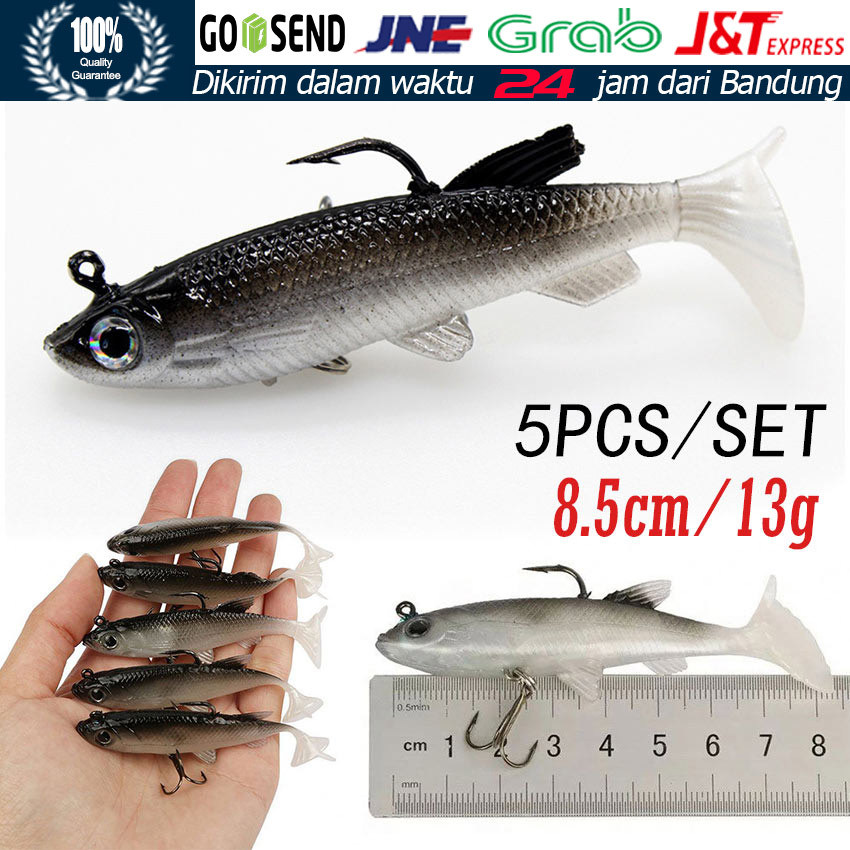Umpan Ikan Karet Soft Lure Lead Fish 13g / Minnow Sinking Casting 8.5cm Dengan Kail Tajam Umpan Bela