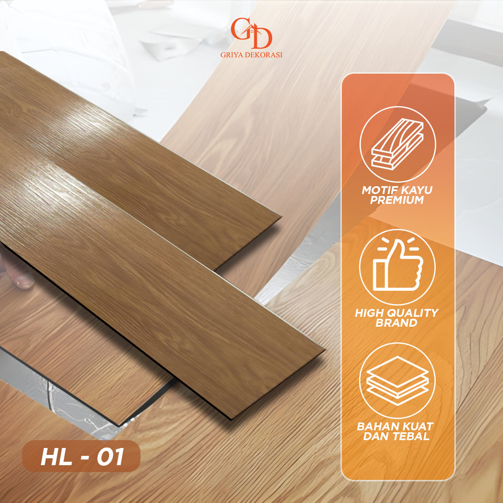 1 BOX (36 Pcs) Floor Vinyl Lantai Stiker Lantai kayu parquet Dengan Lem Sticker Vinyl Bertekstur HL