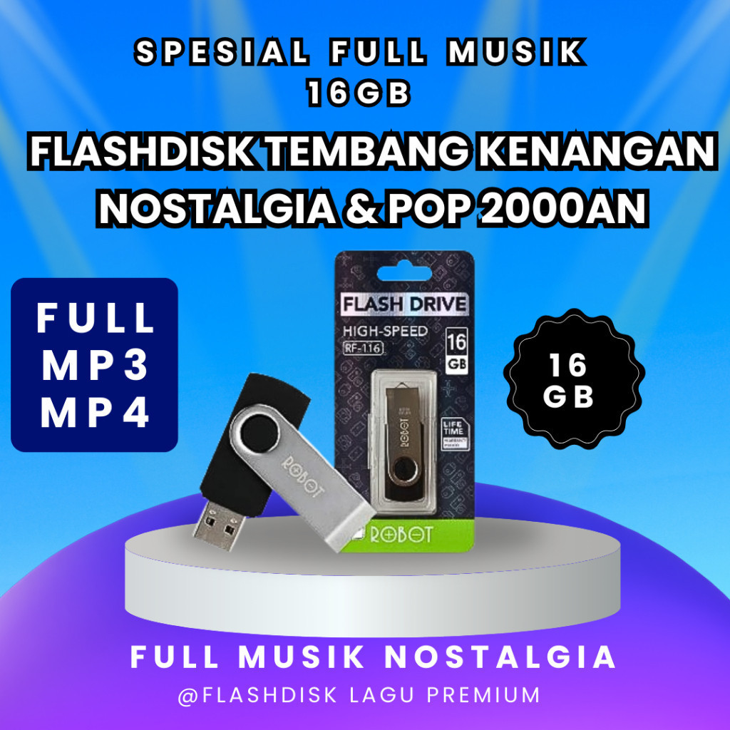 Flashdisk 16GB Isi 1900+ Lagu Nostalgia & Pop Lawas MP3 MP4 - BONUS 2 OTG - USB Video Klip Tembang K