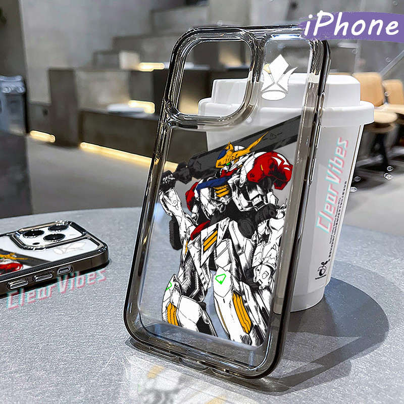 Kece Gundam Glossy PC HardCase iPhone 16 13 15 17 11 12 14 Pro Max Air XR X Xs Cowok Akrilik Casing 