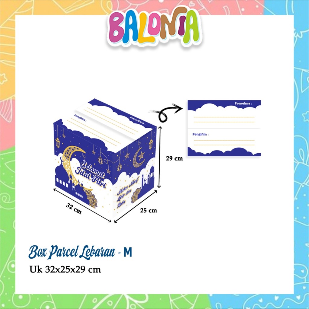 (1Pcs) Box Parcel Lebaran 32x25x29cm /Kardus Eid Mubarak/Dus parcel Idul Fitri/Kemasan Bingkisan Par