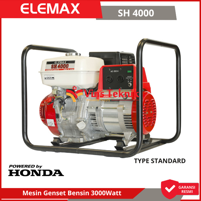 ELEMAX SH 4000 Mesin Genset Bensin Generator 3000Watt 3.7KVA SH4000
