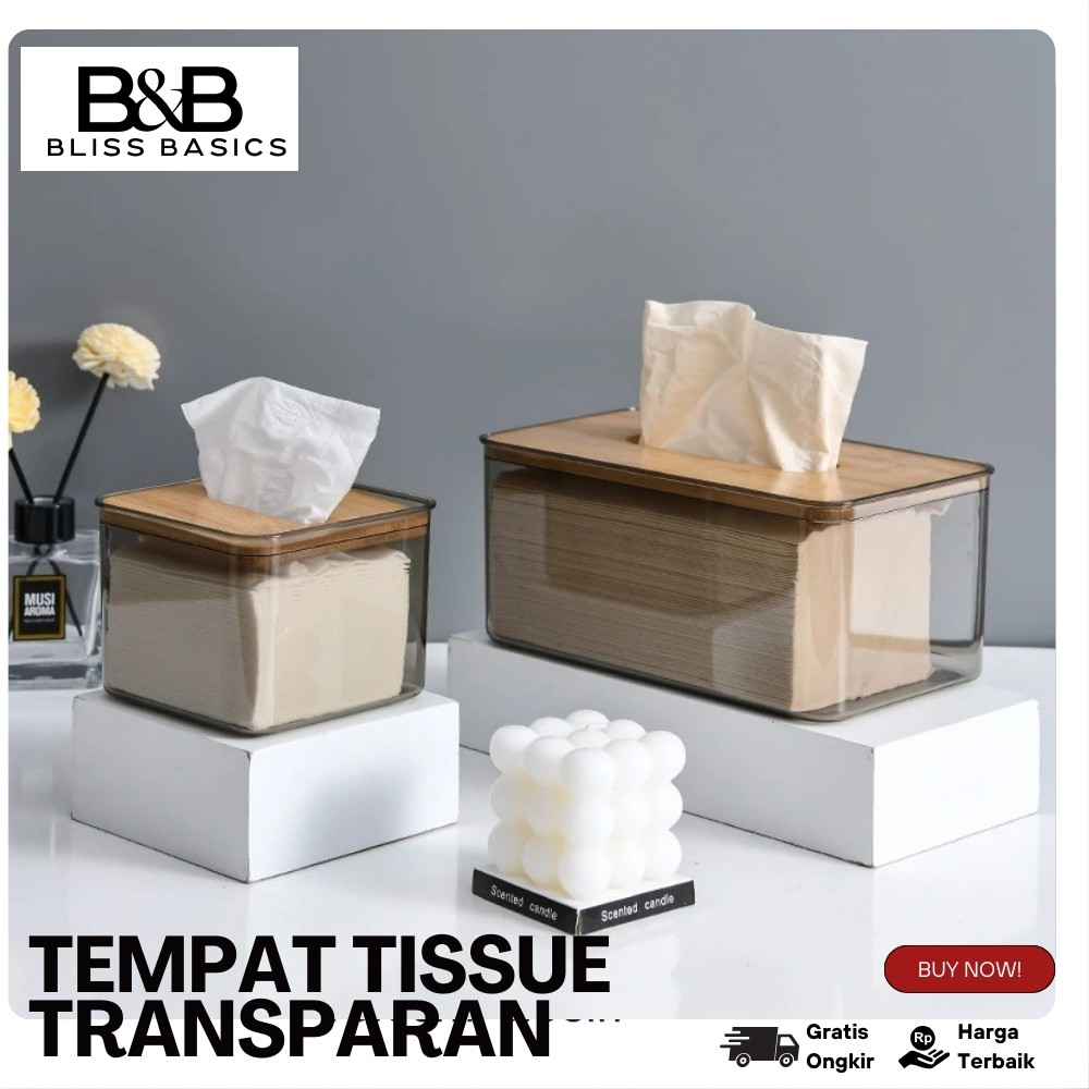 Tempat Kotak Tisu Kayu Transparan Aesthetic  Tempat Tissue Kamar Mandi Dapur Modern