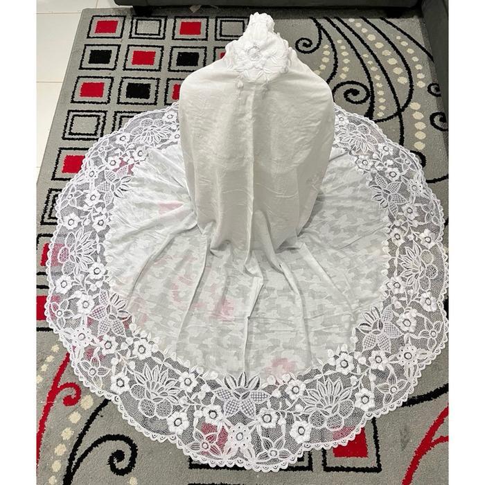 Mukena Dewasa Bordir Kerancang Keliling Mesin Hitam, bahan rubiah khas bukittinggi - KerancangSenada