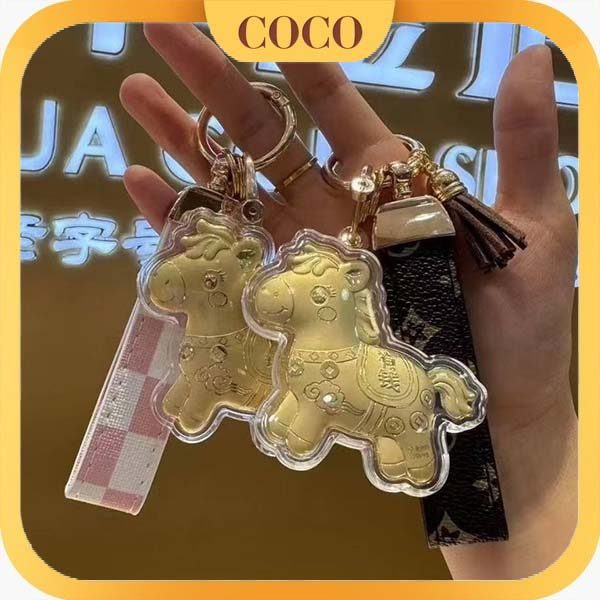 Gantungan Ponsel Leather Kuda Emas Lucu Dan Modis / Gantungan Kunci / Hiasan Tas / Hadiah Untuk Paca