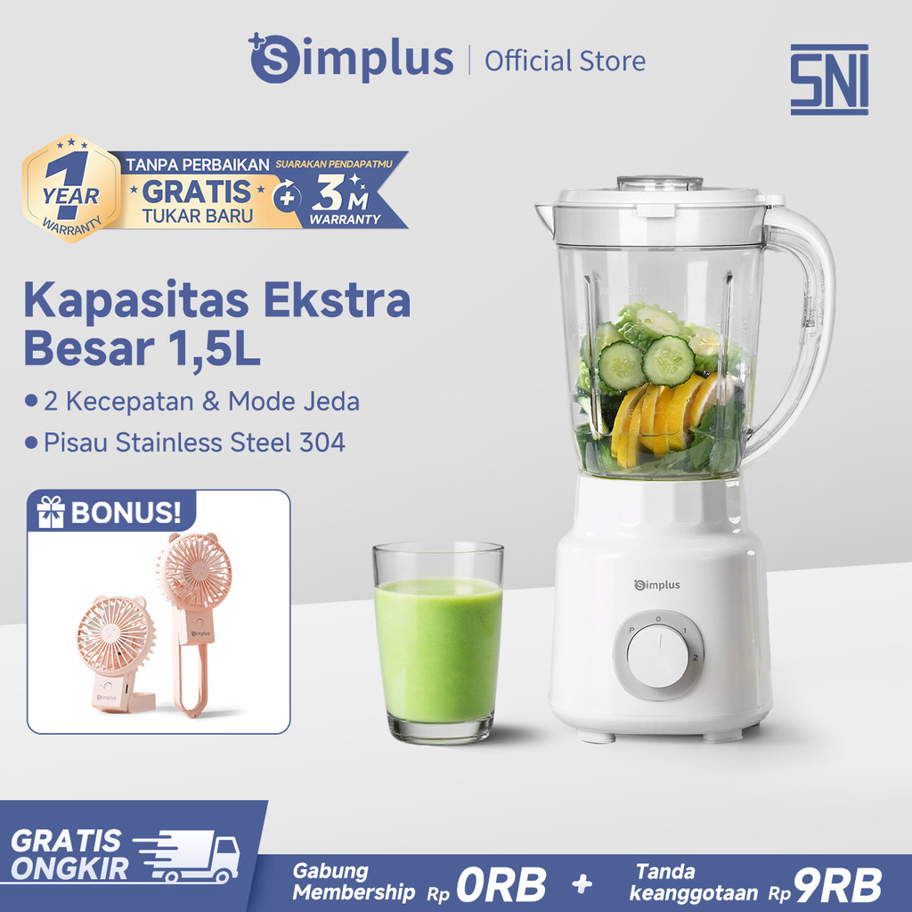Simplus  Juicer Blender Multifungsi Kapasitas 1500mL Pisau silang 4 bilah baja tahan karat 304