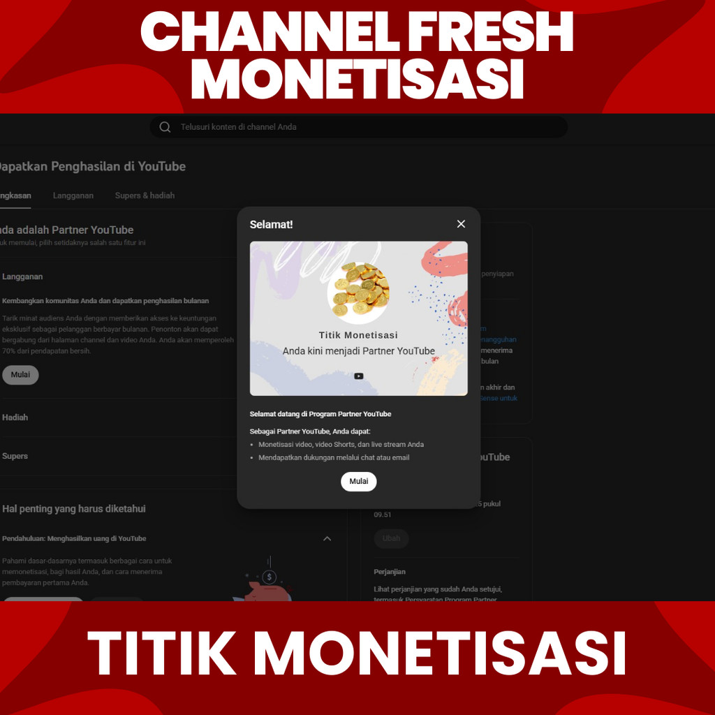 JUAL AKUN YOUTUBE SUDAH MONETISASI (FRESH) TINGGAL PAKAI SEPAKET ADSENSE