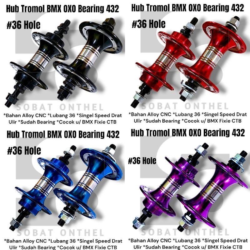 ( LuxvenMart ) Hub Tromol BMX 20 OXO Bearing 36 Hole