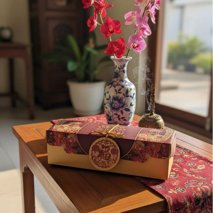 Ready Stock Box Imlek 25x8 Cake Roll Box ImlekBolu Gulung Box Imlek Lapis Legit Terbaik