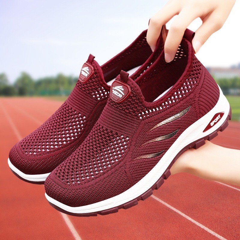 SOLWAY Sepatu Olahraga Wanita Anti Air Sol Karet Berpori || Senam Jalan Jogging Daily