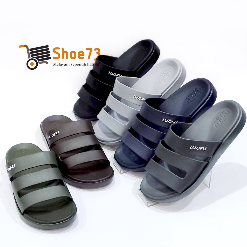 LUOFU E 6222 - E01 SIZE 40-44 ORIGINAL | Sanda Selop Jelly Pria | Sendal Kokop Cowok Impor Luofu Imp