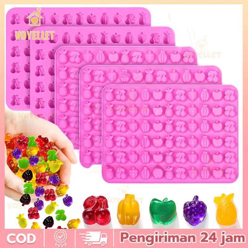 Cetakan Silikon Coklat Permen Jelly Es Buah Nanas Ceri Anggur Pisang Apel Kecil  Silicone Mold Candy