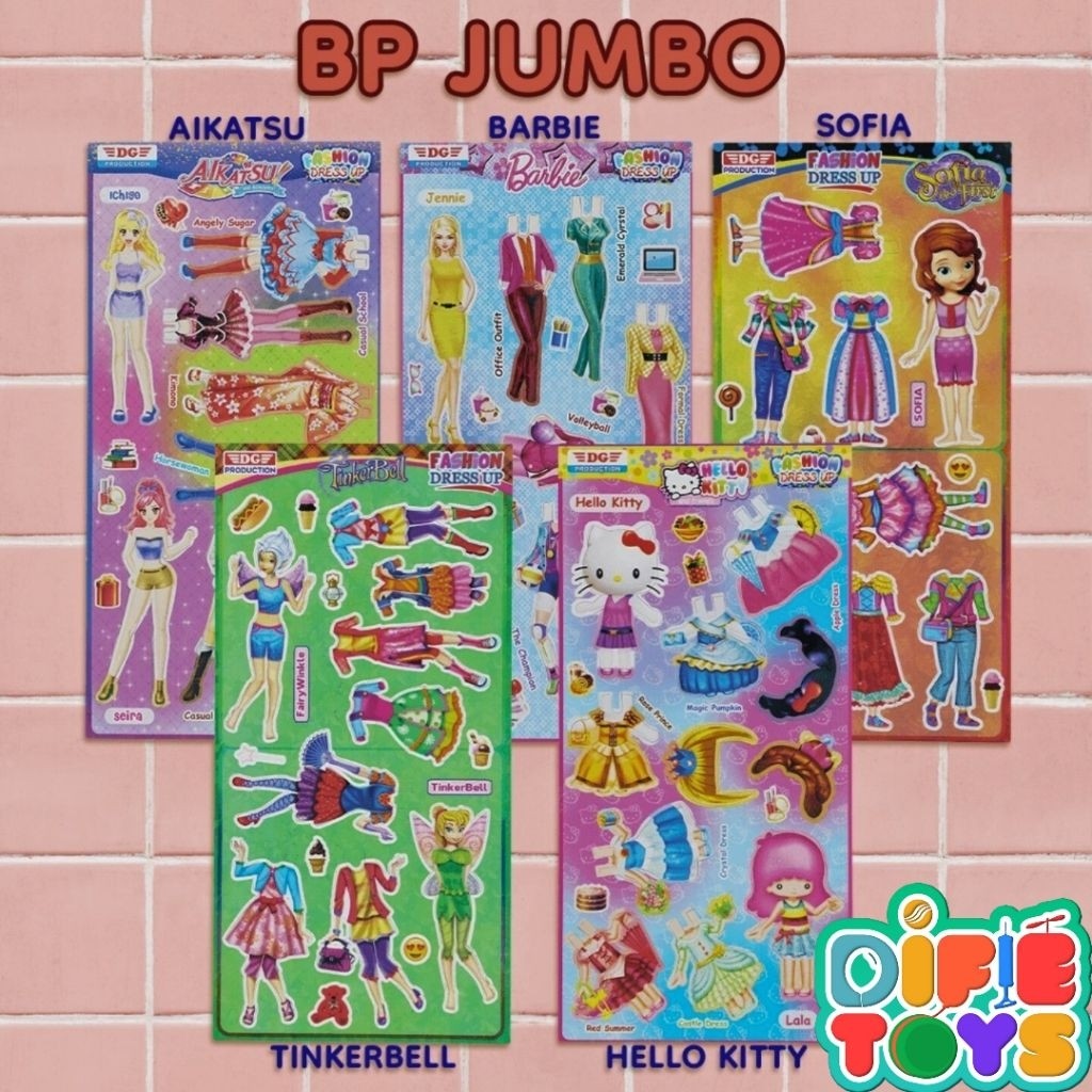 50 lembar bongkar pasang JUMBO baju bajuan kertas BP jumbo kertas ( campur mix )