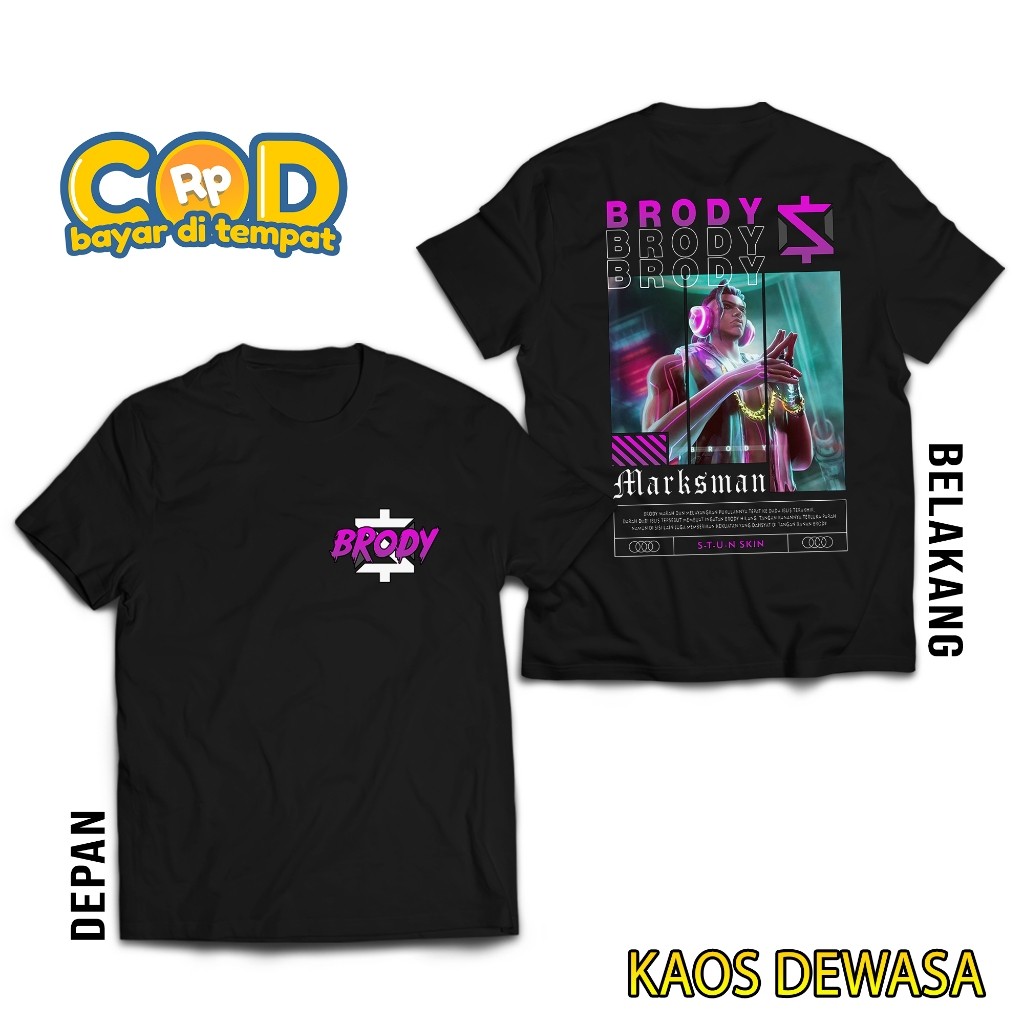 KAOS MOBILE LEGEND BRODY - KAOS BRODY STUN - HERO MARKSMAN - KAOS ML VIRAL - T-SHIRT PRIA - ATASAN P