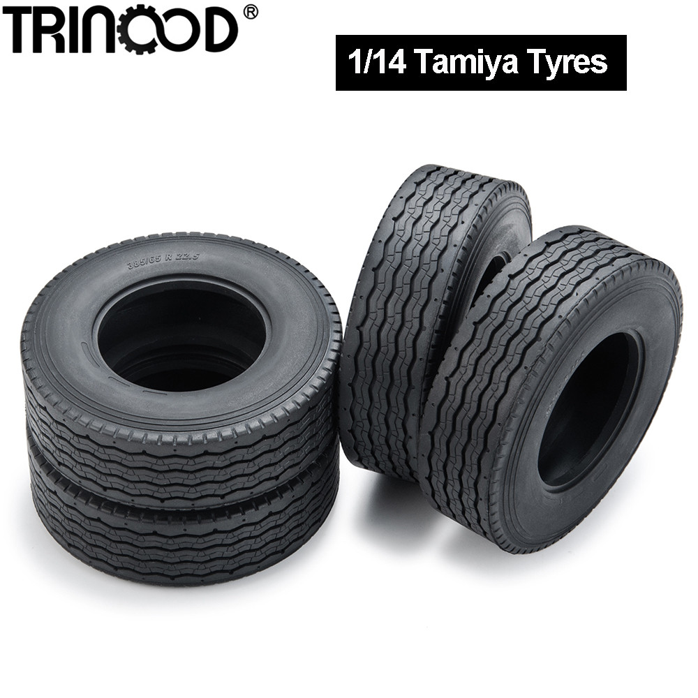 TRINOOD 1/2/4Pcs Rubber Tyre Wheel Tires for 1/14 Tamiya Truck Tractor Trailer Cargo Tow Drag Upgrad