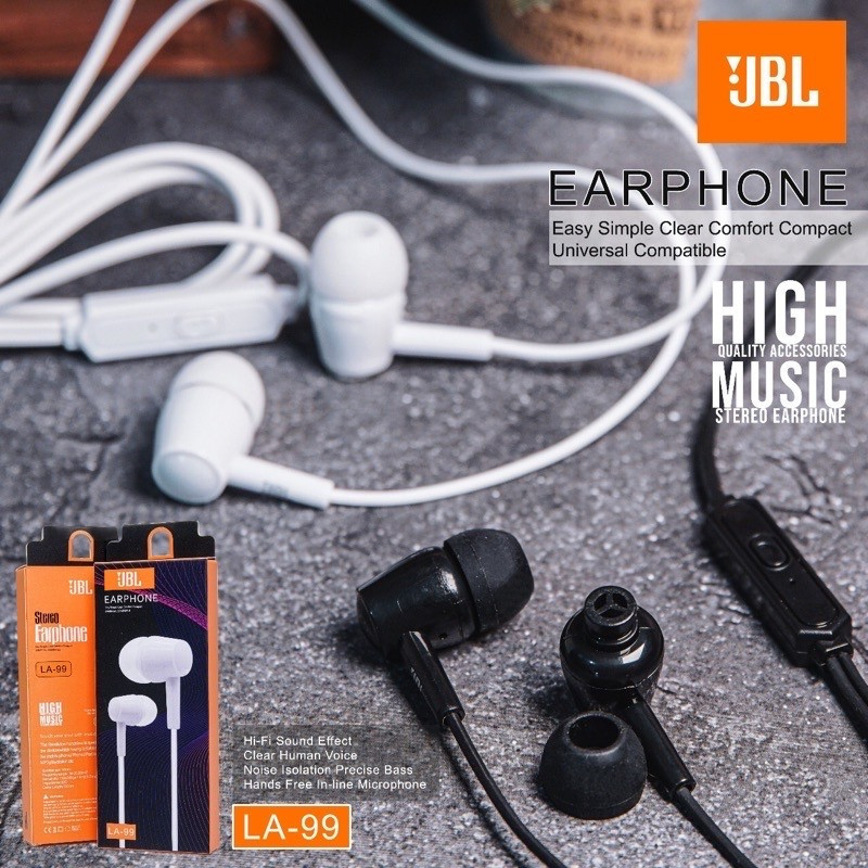 Headset handsfree earphone SAMSUNG/ MI / VIVO / JBL LA-99 BASS stereo hf headset MUSIC earphone LIVE