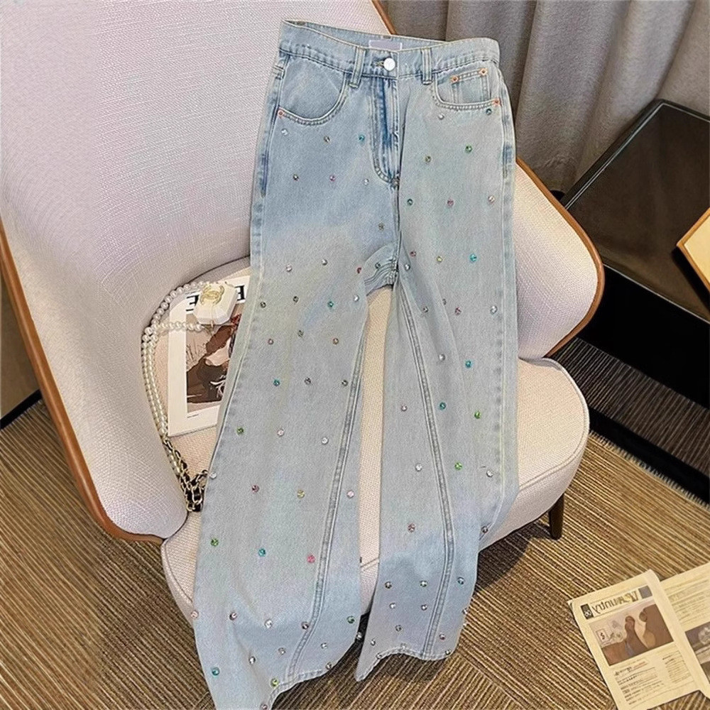 Celana jeans lurus, celana longgar, celana longgar