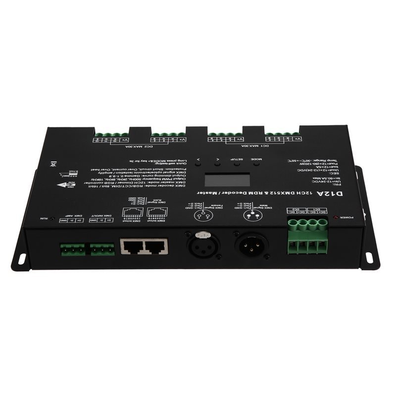 12Chx 5A DMX512 Decoder 1224VDC CV OLED DMX512 Decoder D12A 4 PWM Frequency Decoder