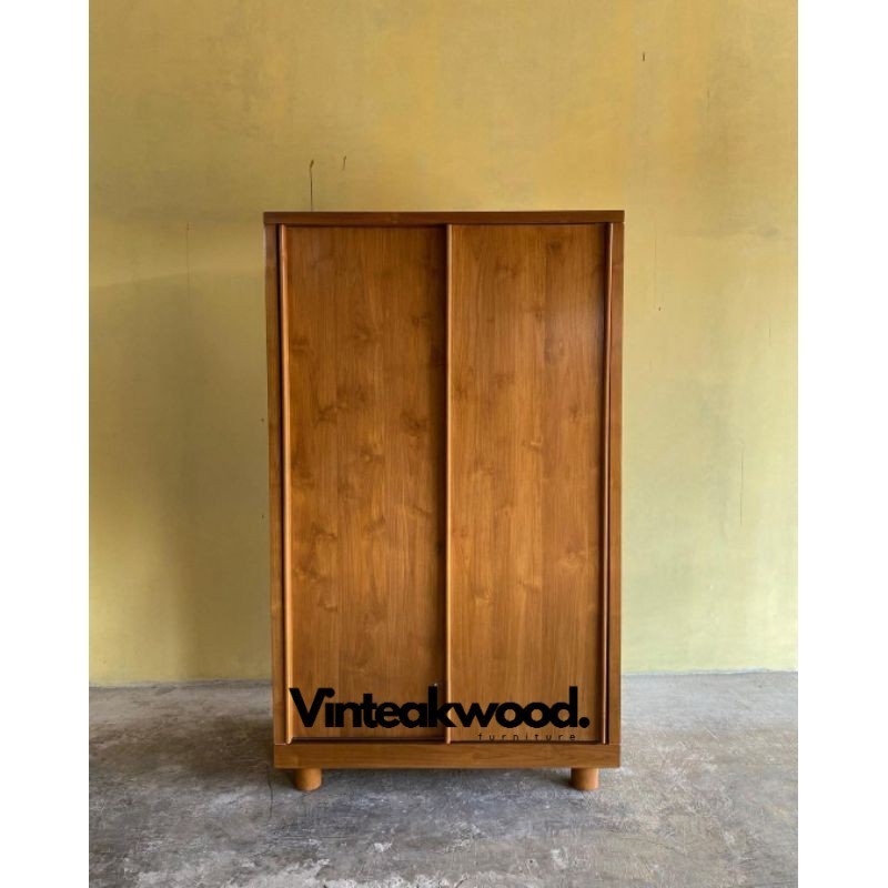 Lemari pakaian minimalis kayu jati, lemari kayu jati, lemari pakaian kayu jati