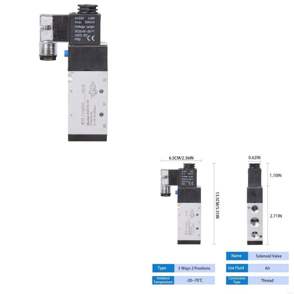Pneumatic Electric Solenoid 5 Way 2 Position Control Air Solenoid