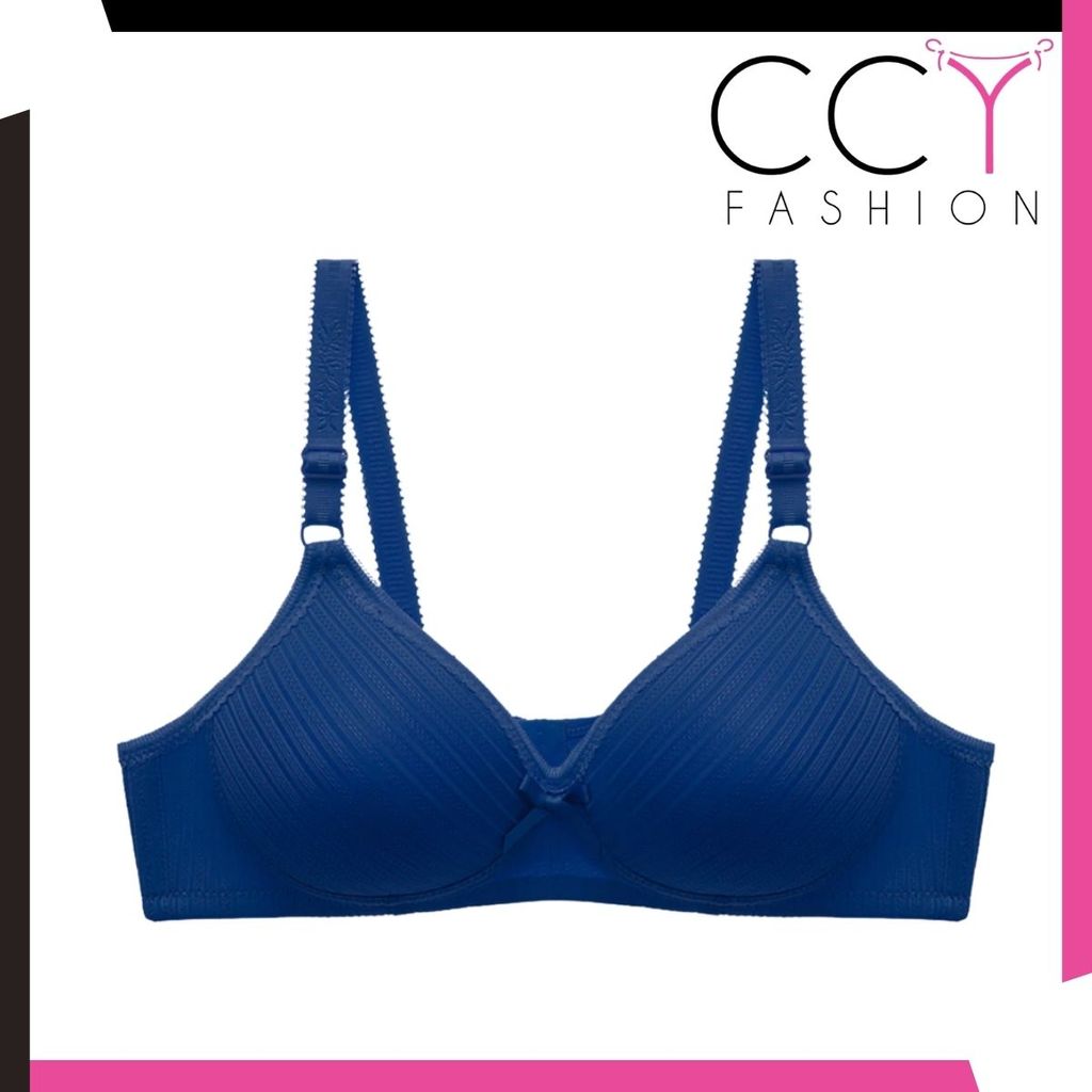 CCY FASHION Bra Renda Garis Cup 3/4 Coverage Bh Big Size Tanpa Kawat Beha Jumbo Kait 3