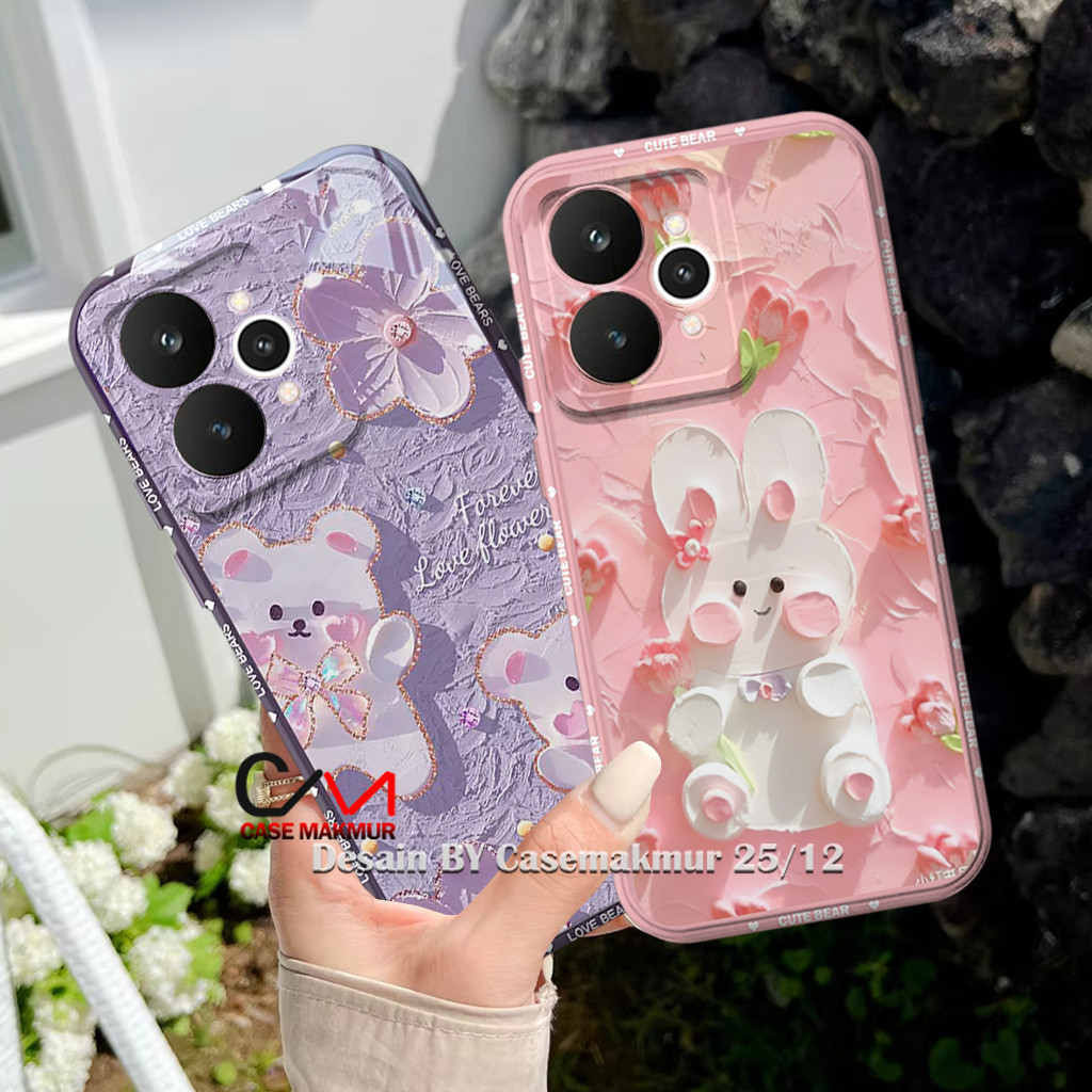Case Realme 15 / Realme 15 Pro / Realme 14 / Realme 14T / Realme 9 - Karakter Bear - Silikon Lucu