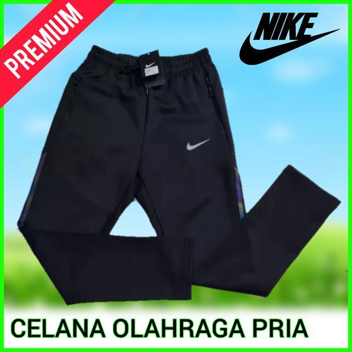 Celana Olah Raga Pria Panjang Joger Trening Running Joging Cowok Sport - Nike - Hitam, M