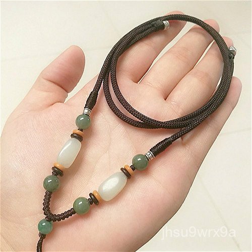 Tali liontin giok Hetian, tali kalung, liontin jadeite, tali gantung ornamen giok.
