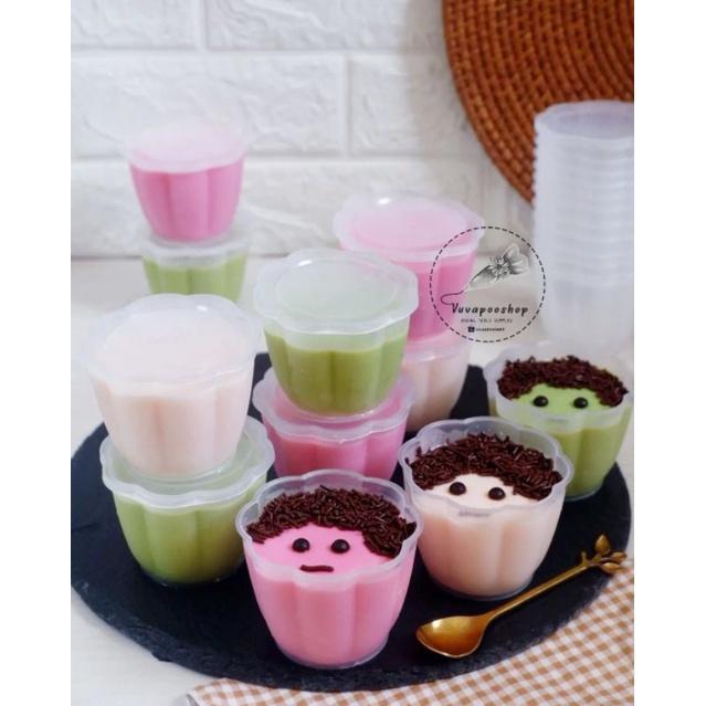 Big Sale Cup Puding Pelangi isi 24pcs / Cup Pudding Pelangi / Gelas Puding Agar Bunga - Warna