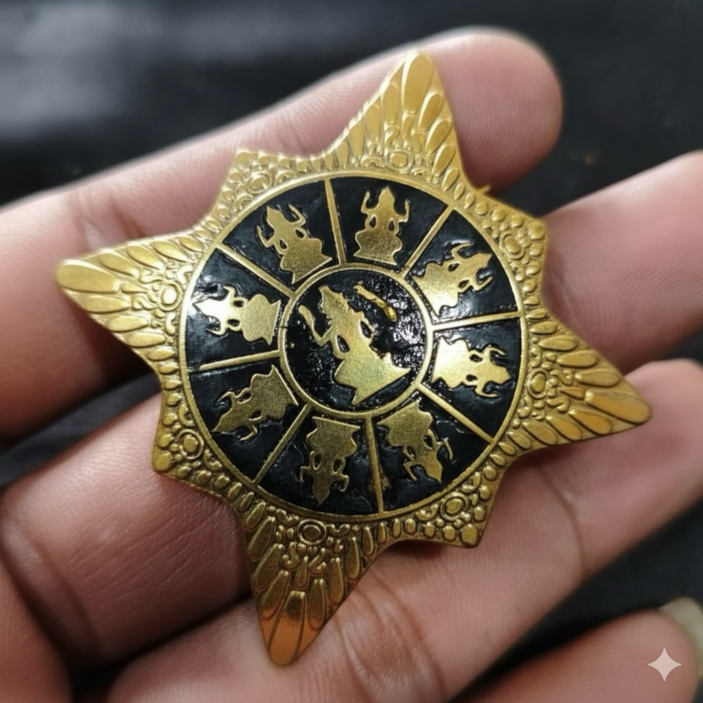 Bros Pin Logo Majapahit / Surya Mataram Bahan Kuningan Sepuh Emas