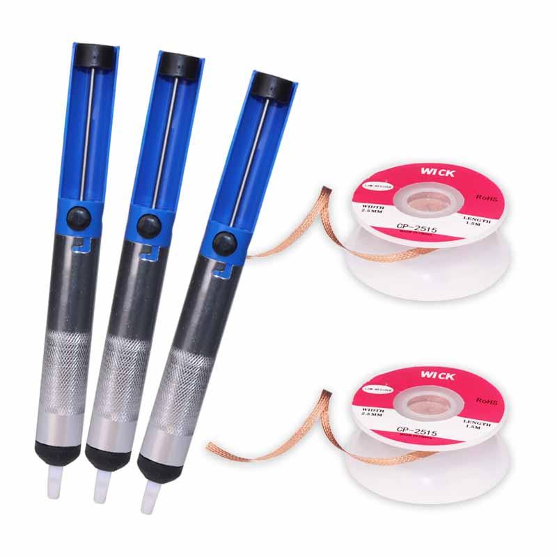Hot Aluminium Desoldering Suction Pump Tool +Desoldering Mesh Braid Tape Copper Weg Solder Remover F