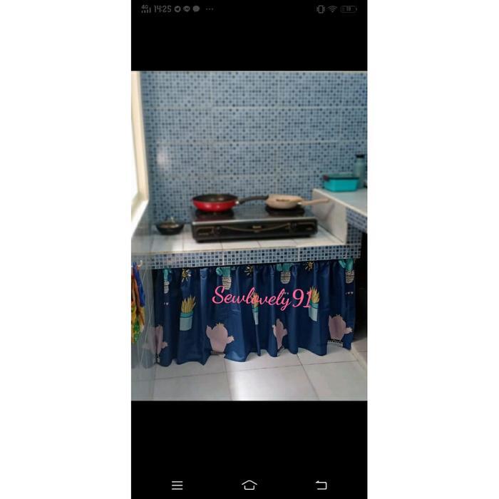 gorden gordyn hordeng kolong meja dapur paling murah shabby chic - pot kaktus